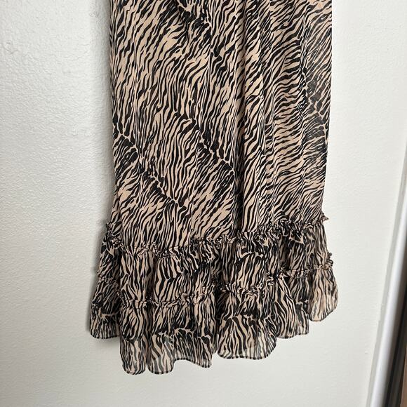 Vintage Y2K Betsey Johnson Chiffon Zebra Print Pink Ruffle Bow Chemise Babydoll - Picture 6 of 8